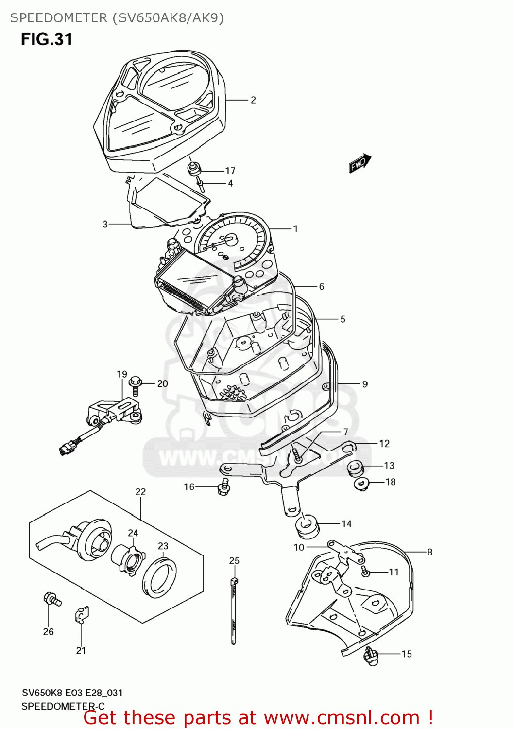 SPEEDOMETER (SV650AK8/AK9) SV650 2009 (K9) USA (E03)