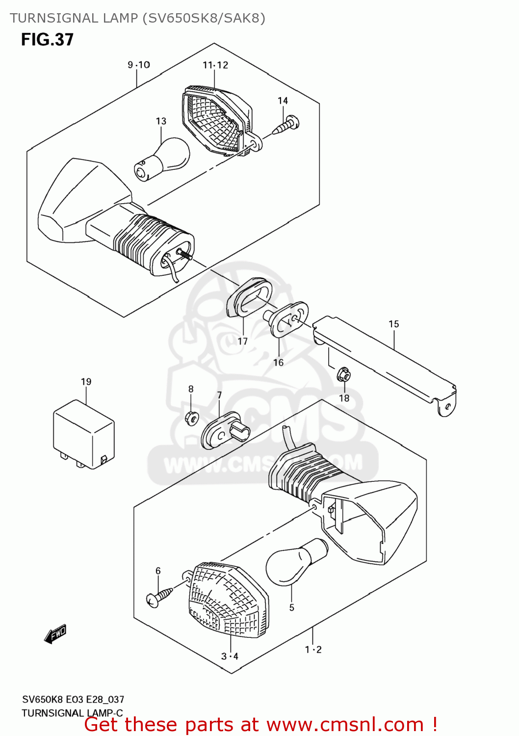 TURNSIGNAL LAMP (SV650SK8/SAK8) SV650 2009 (K9) USA (E03)