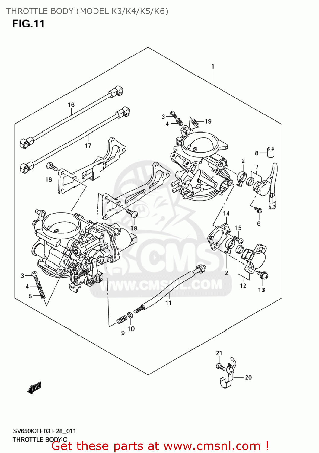THROTTLE BODY (MODEL K3/K4/K5/K6) SV650A 2003 (K3) USA (E03)