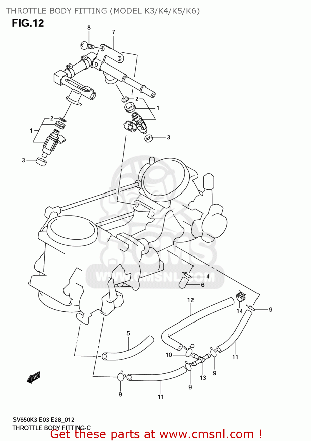 THROTTLE BODY FITTING (MODEL K3/K4/K5/K6) SV650A 2003 (K3) USA (E03)