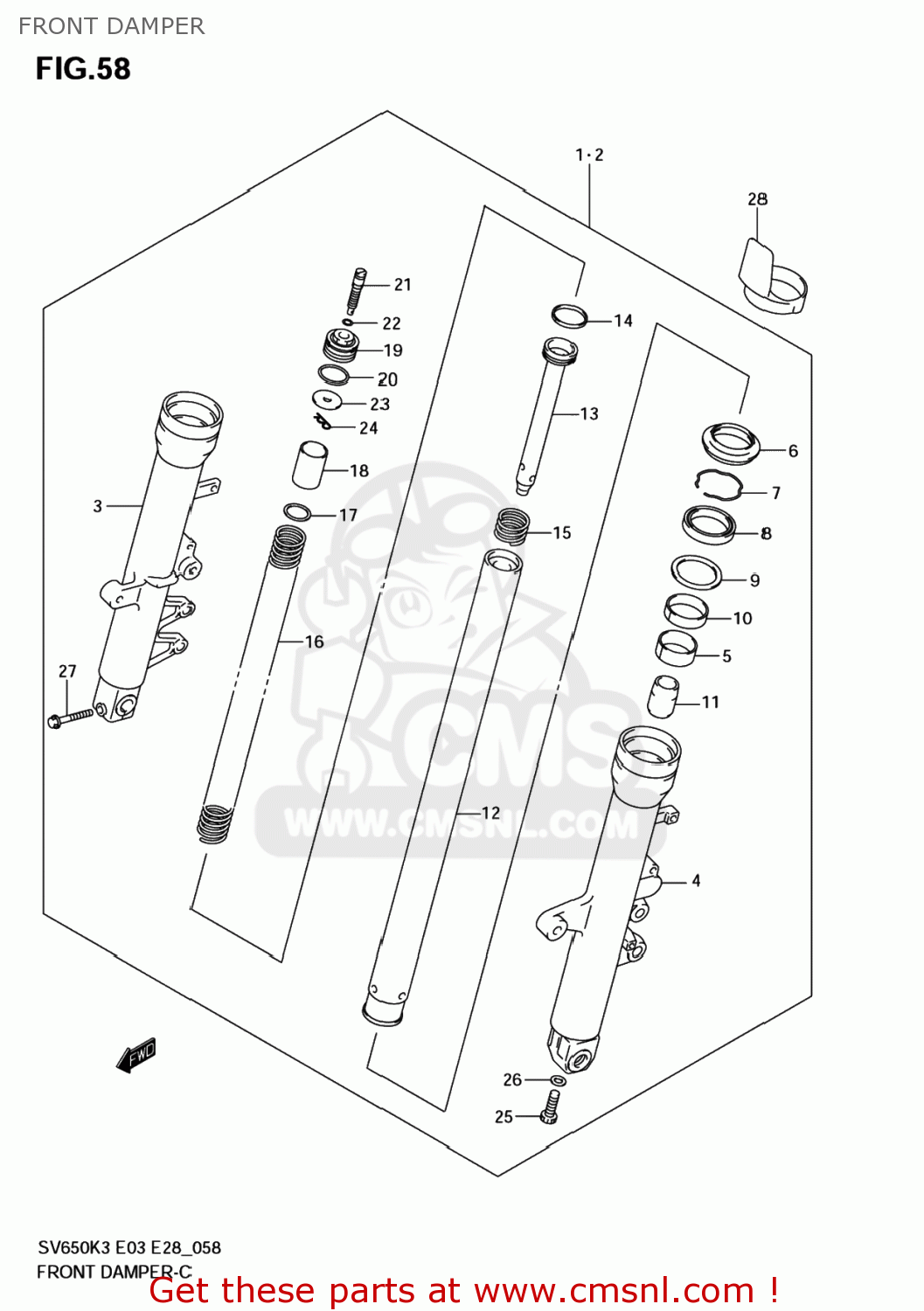 FRONT DAMPER SV650A 2004 (K4) USA (E03)