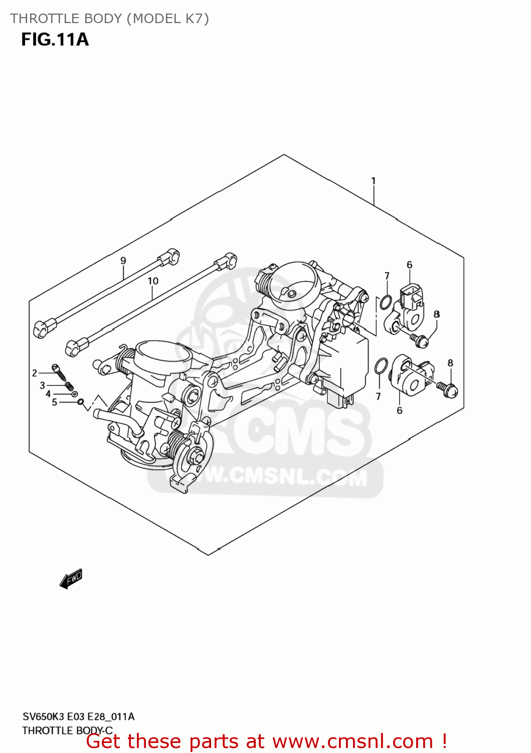 THROTTLE BODY (MODEL K7) SV650A 2004 (K4) USA (E03)