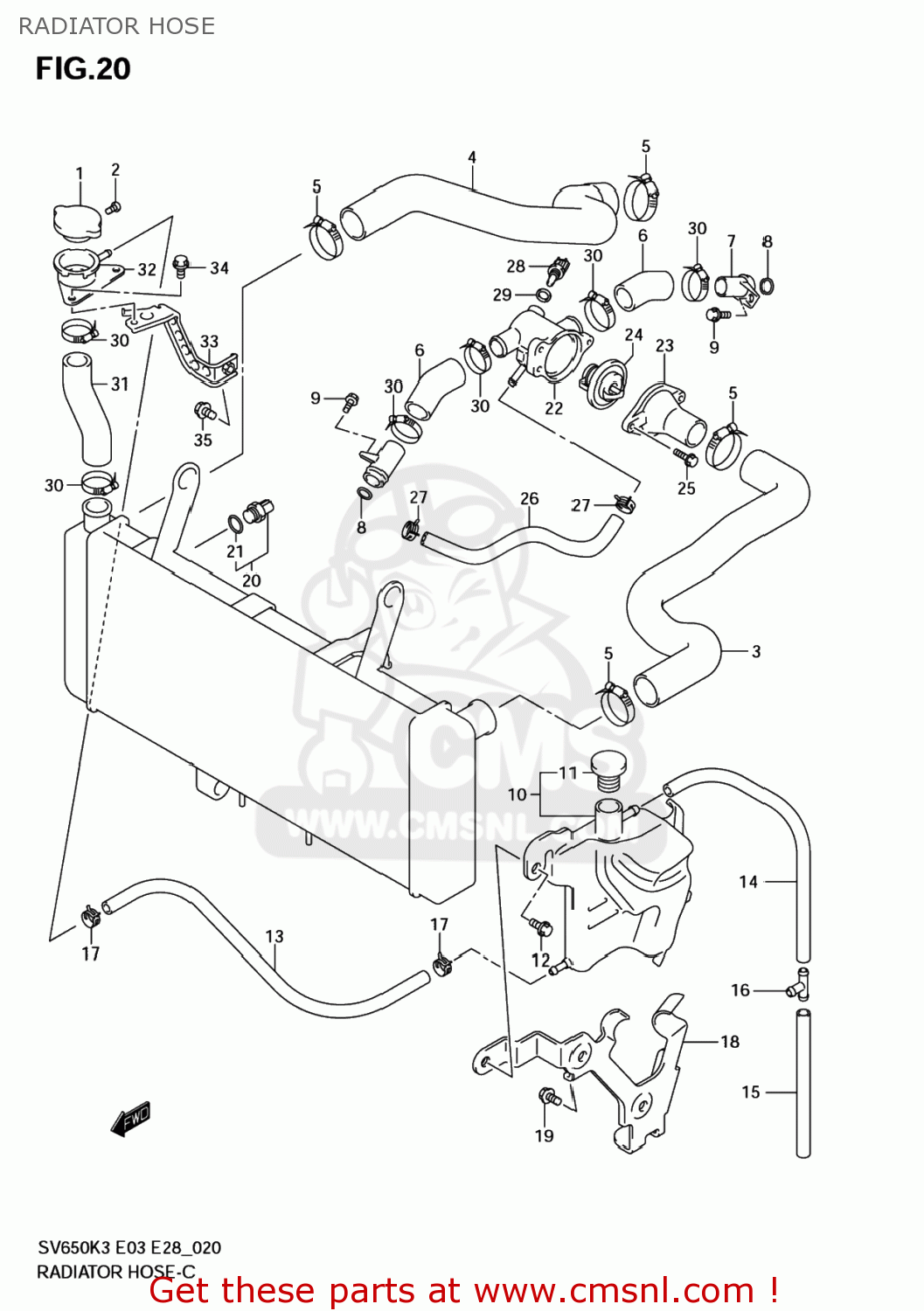 RADIATOR HOSE SV650A 2005 (K5) USA (E03)