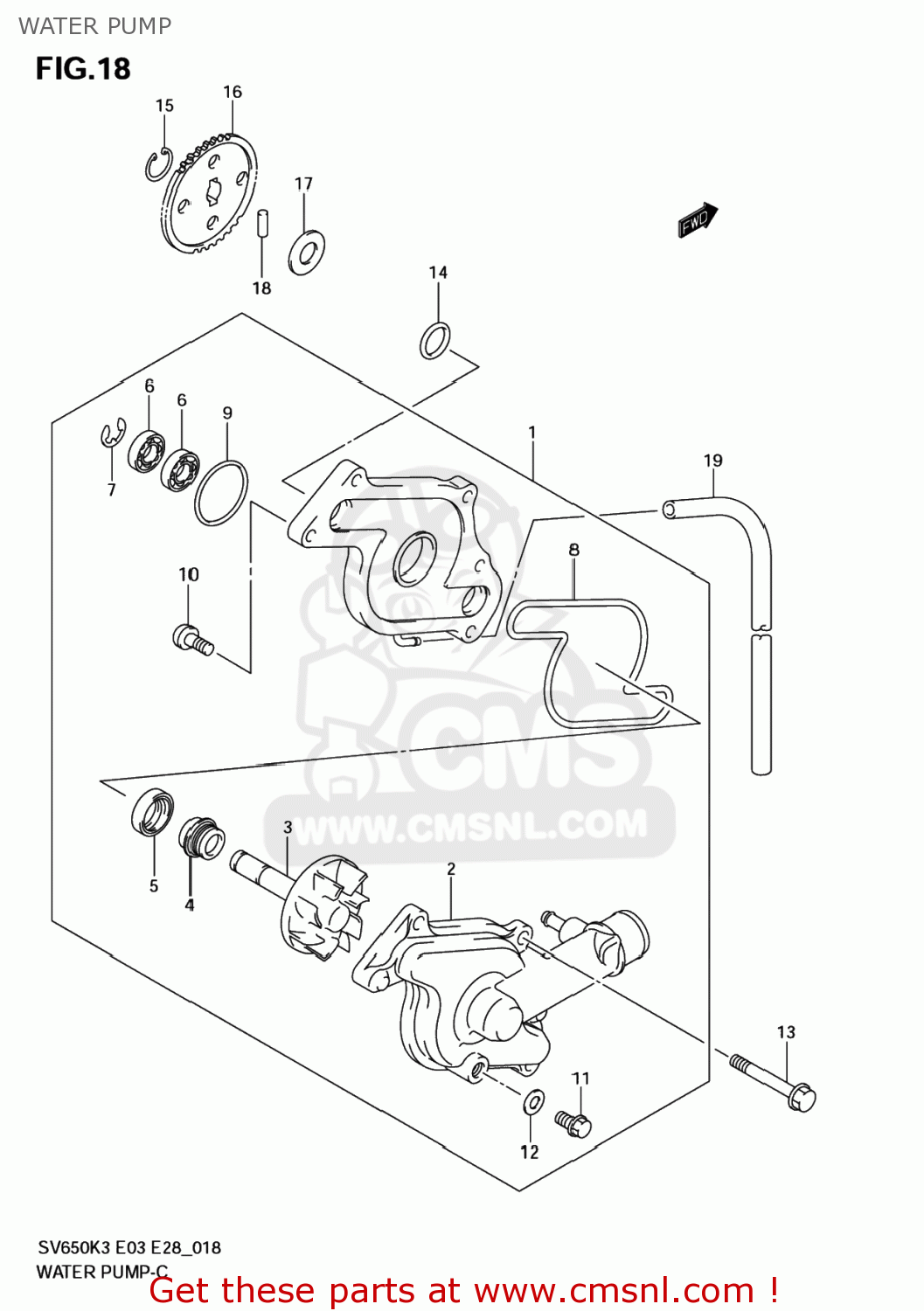 WATER PUMP SV650A 2005 (K5) USA (E03)