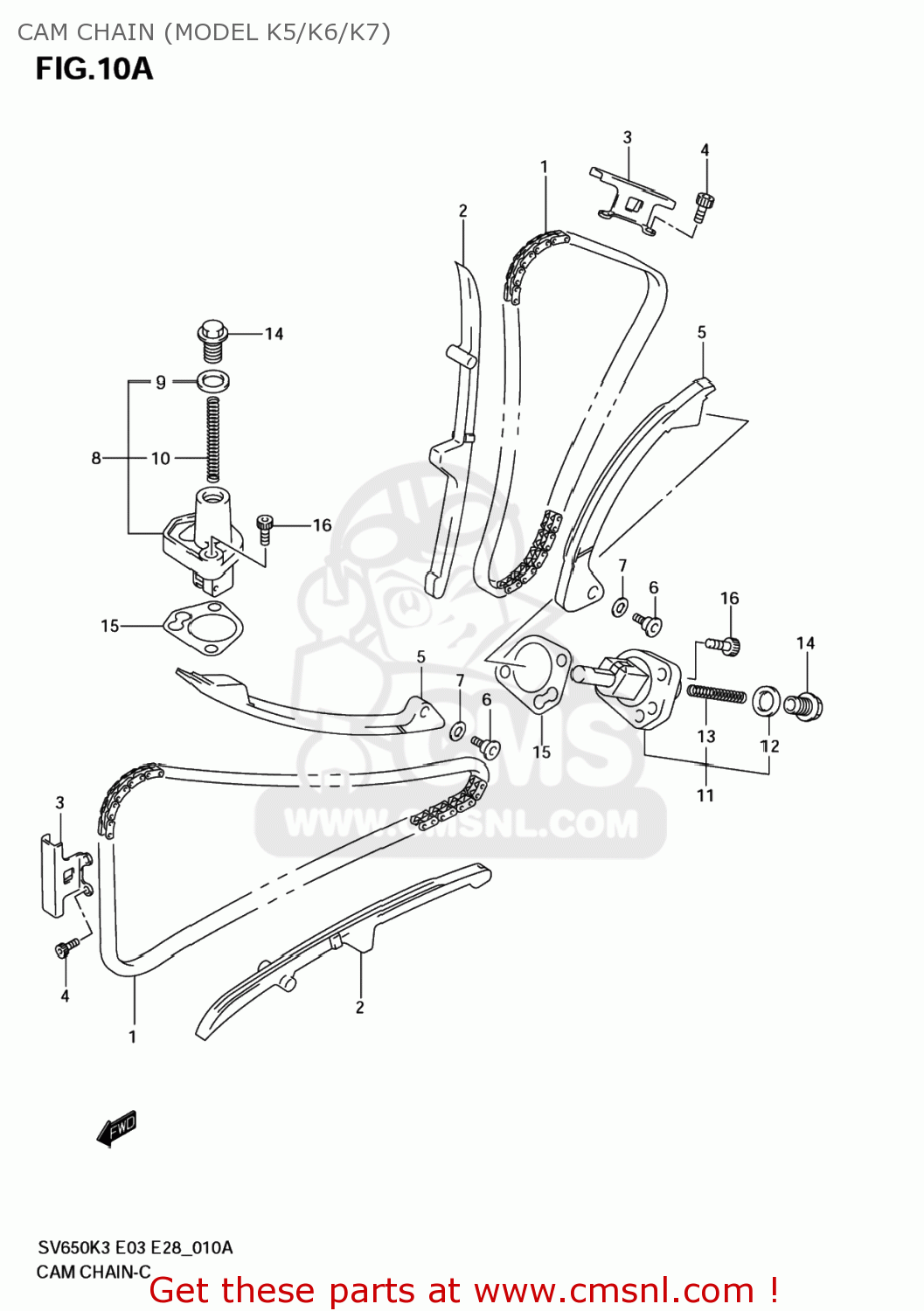 CAM CHAIN (MODEL K5/K6/K7) SV650A 2006 (K6) USA (E03)