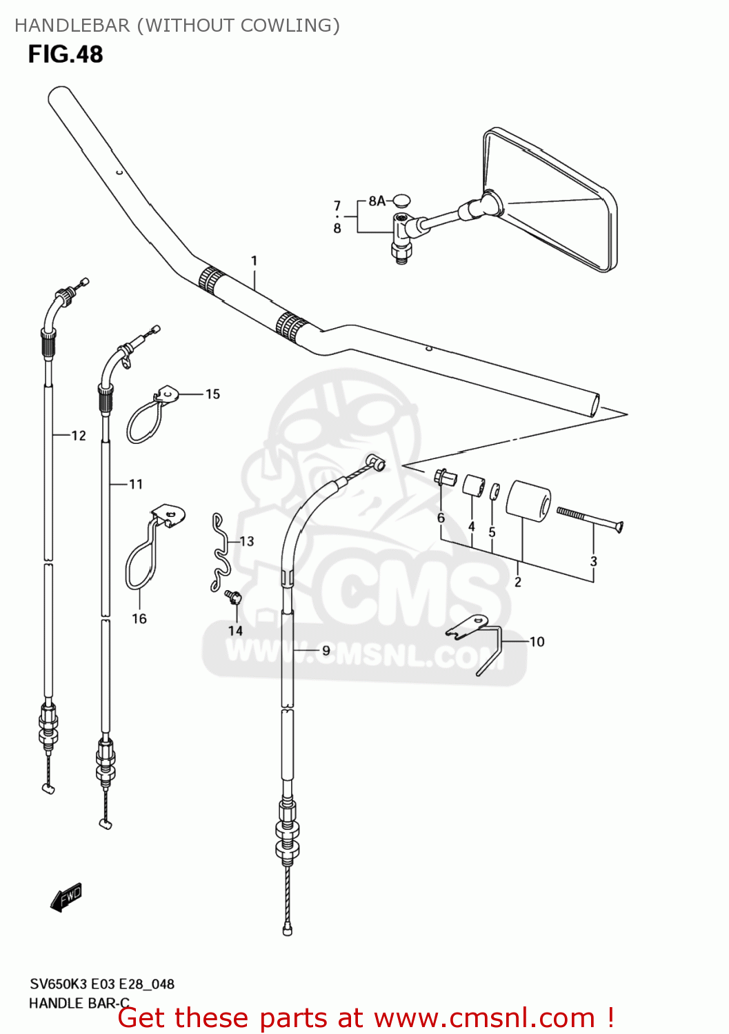 HANDLEBAR (WITHOUT COWLING) SV650A 2006 (K6) USA (E03)