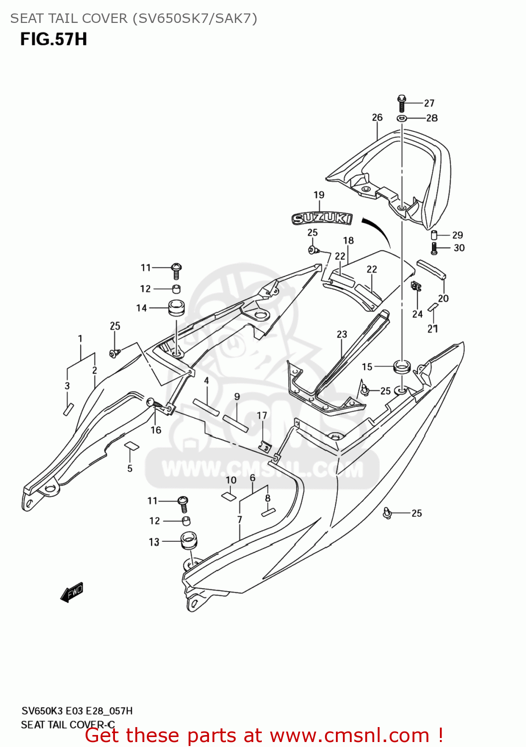 SEAT TAIL COVER (SV650SK7/SAK7) SV650A 2006 (K6) USA (E03)