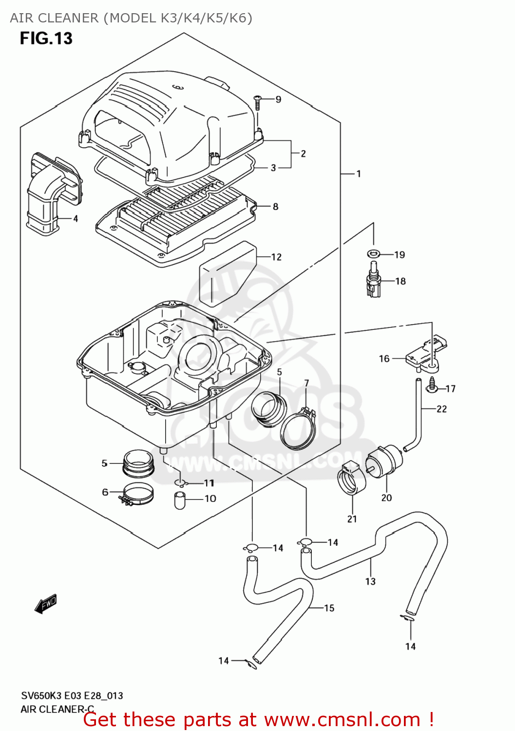 AIR CLEANER (MODEL K3/K4/K5/K6) SV650A 2007 (K7) USA (E03)