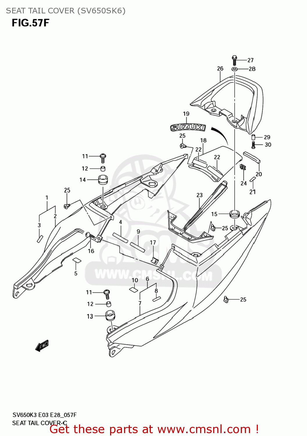 SEAT TAIL COVER (SV650SK6) SV650A 2007 (K7) USA (E03)