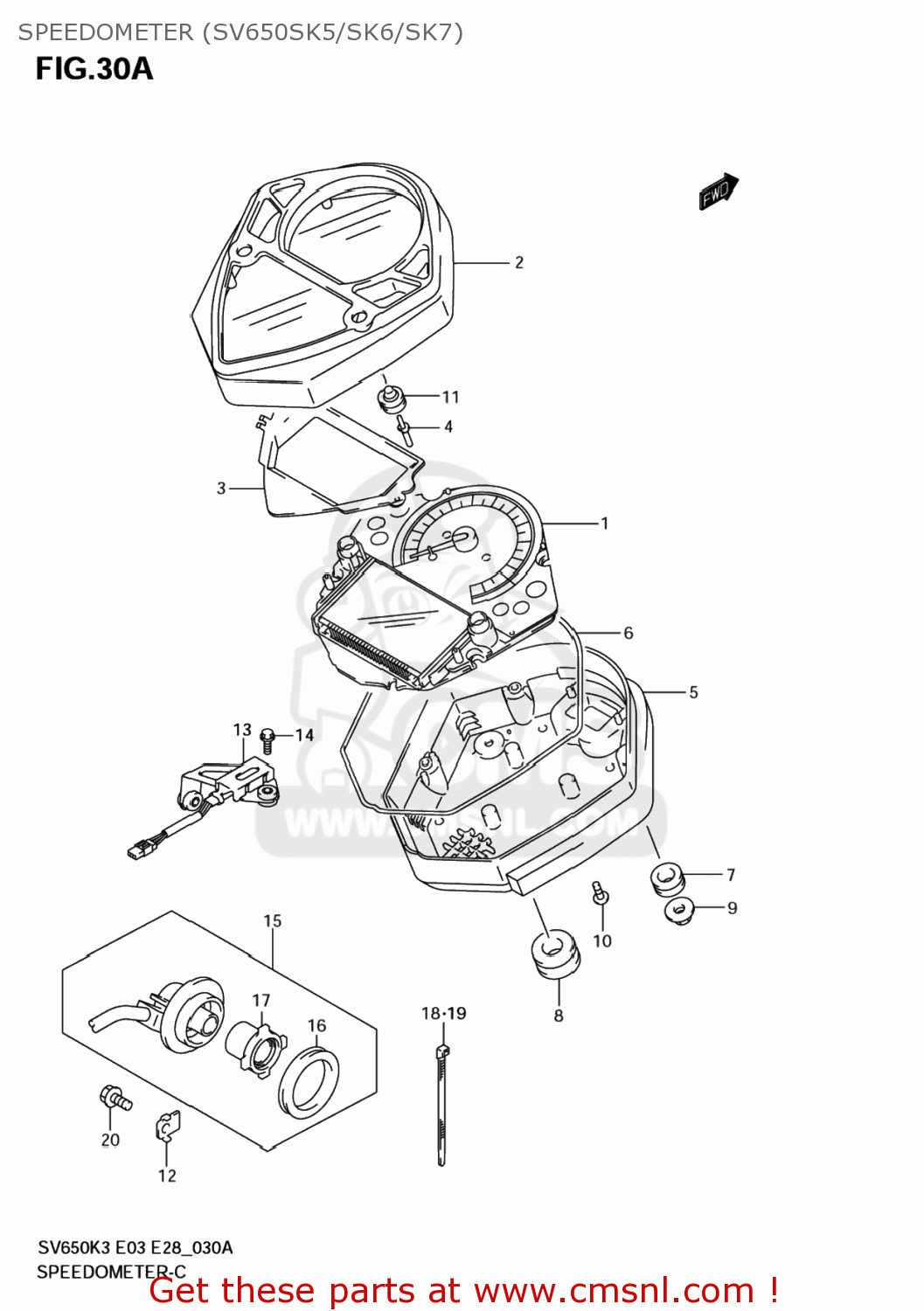 SPEEDOMETER (SV650SK5/SK6/SK7) SV650A 2007 (K7) USA (E03)