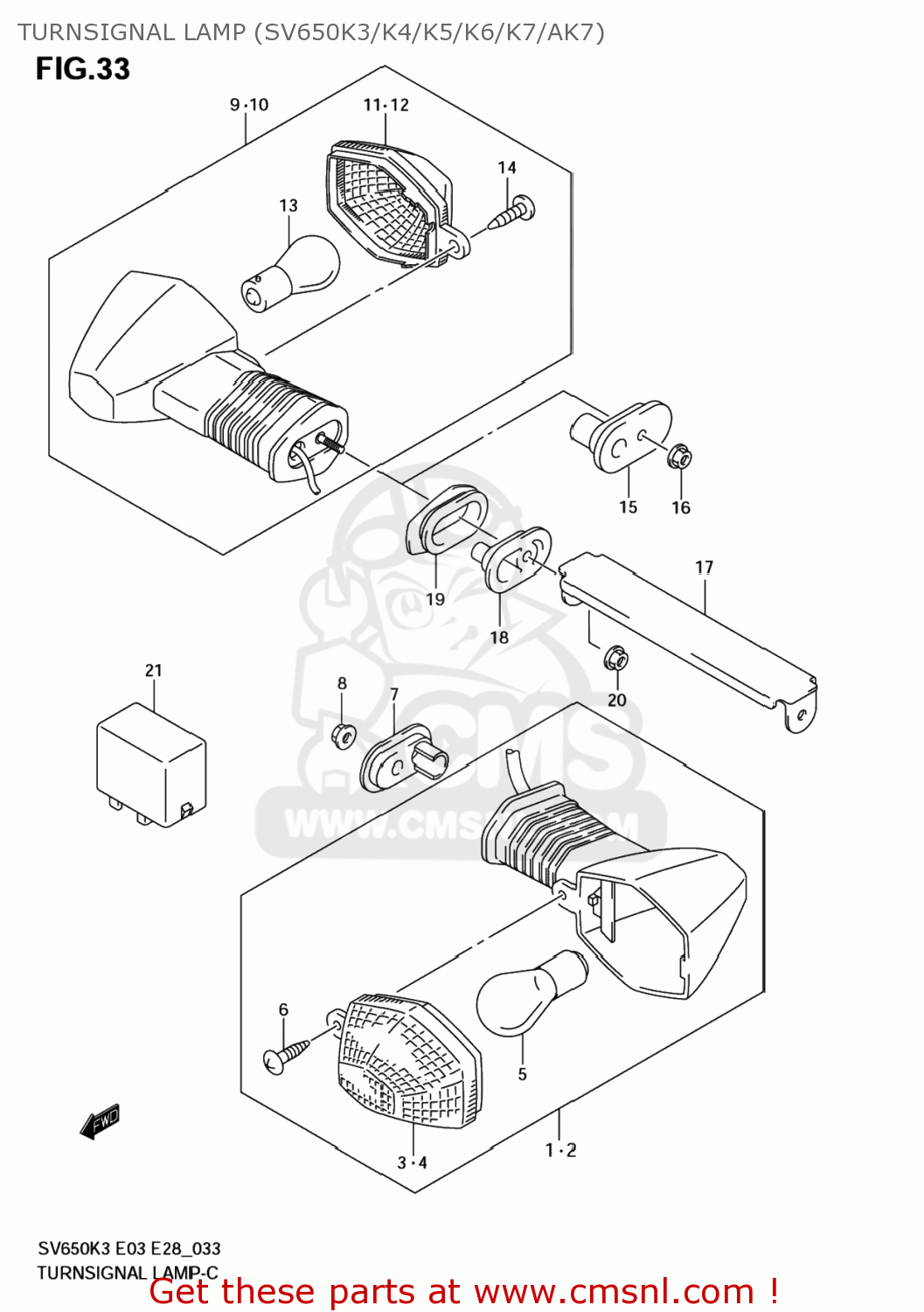 TURNSIGNAL LAMP (SV650K3/K4/K5/K6/K7/AK7) SV650A 2007 (K7) USA (E03)