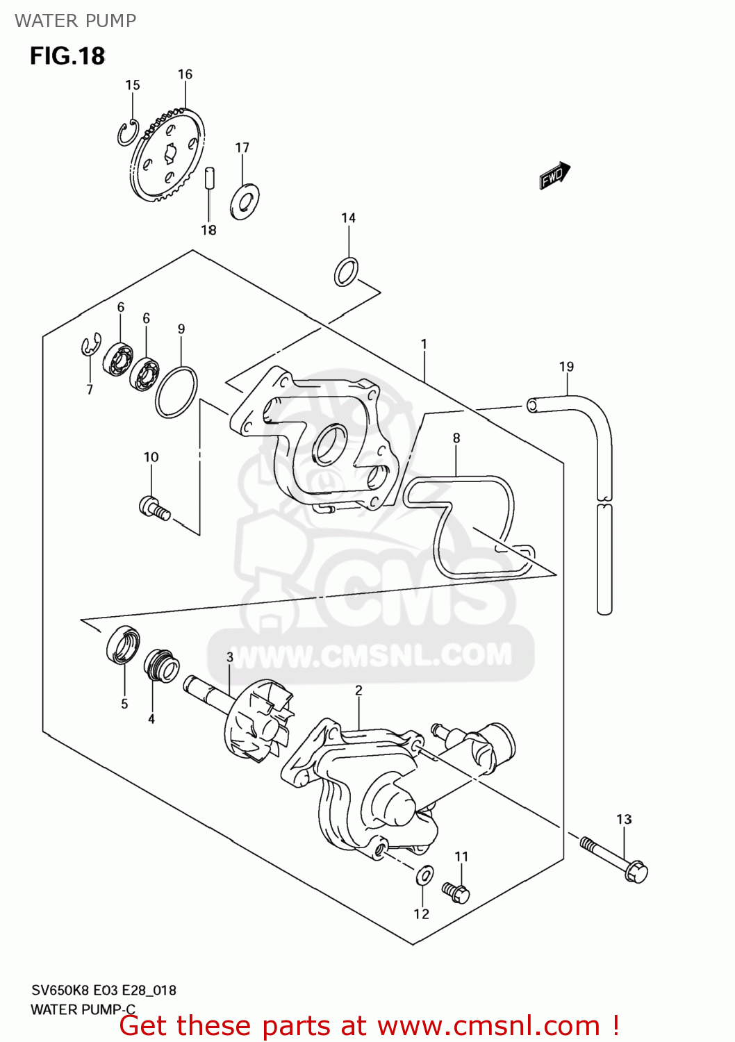 WATER PUMP SV650A 2008 (K8) USA (E03)