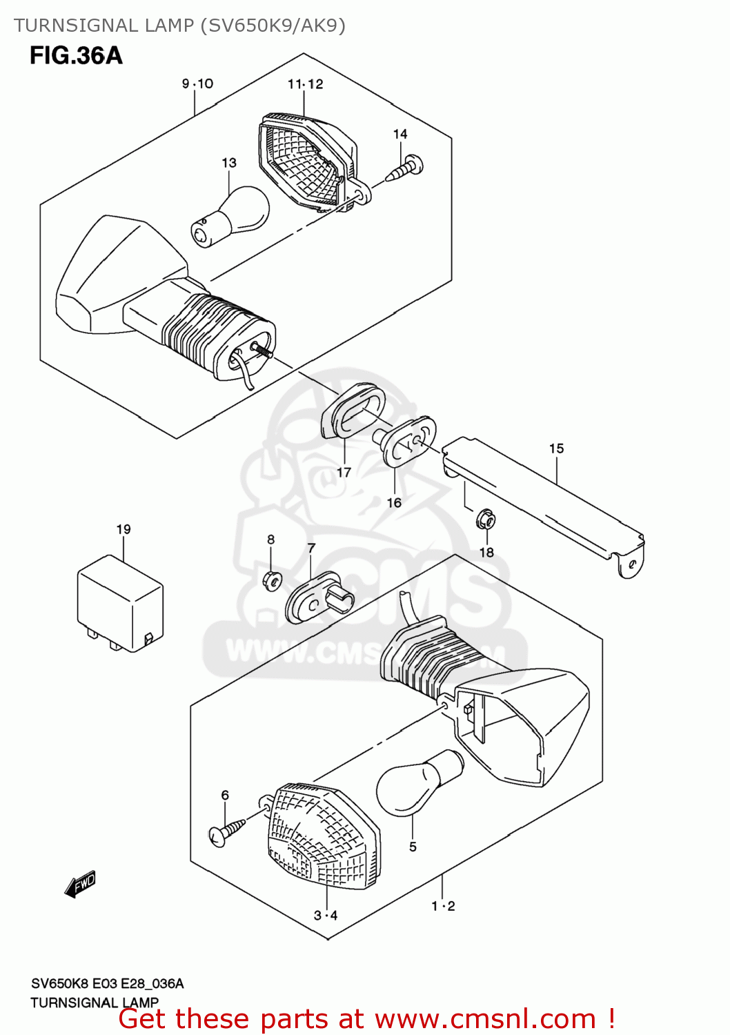 TURNSIGNAL LAMP (SV650K9/AK9) SV650A 2009 (K9) USA (E03)