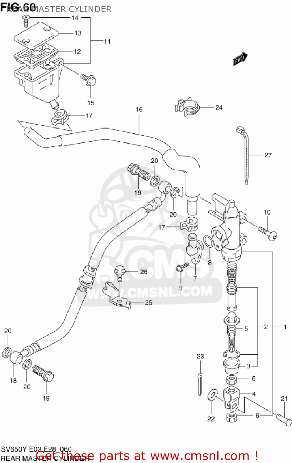 Suzuki Sv650 ,s 1999-2002 (usa) Rear Master Cylinder - schematic partsfiche