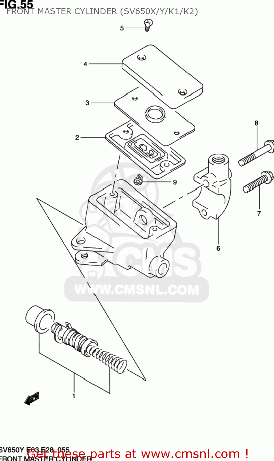 FRONT MASTER CYLINDER (SV650X/Y/K1/K2) SV650S 2000 (Y) USA (E03)