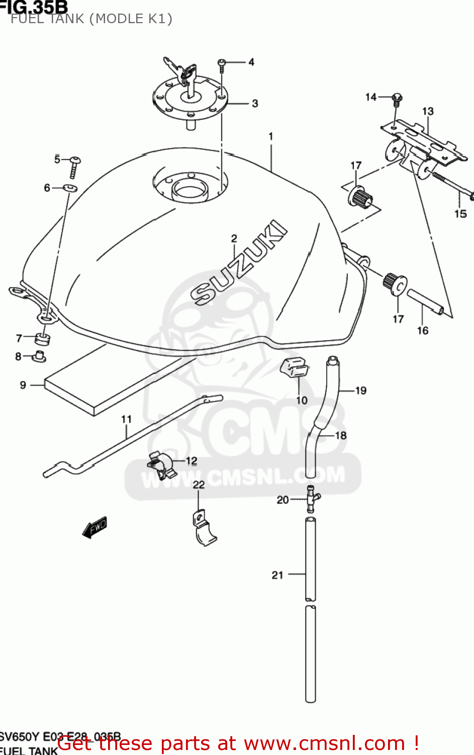 FUEL TANK (MODLE K1) SV650S 2000 (Y) USA (E03)