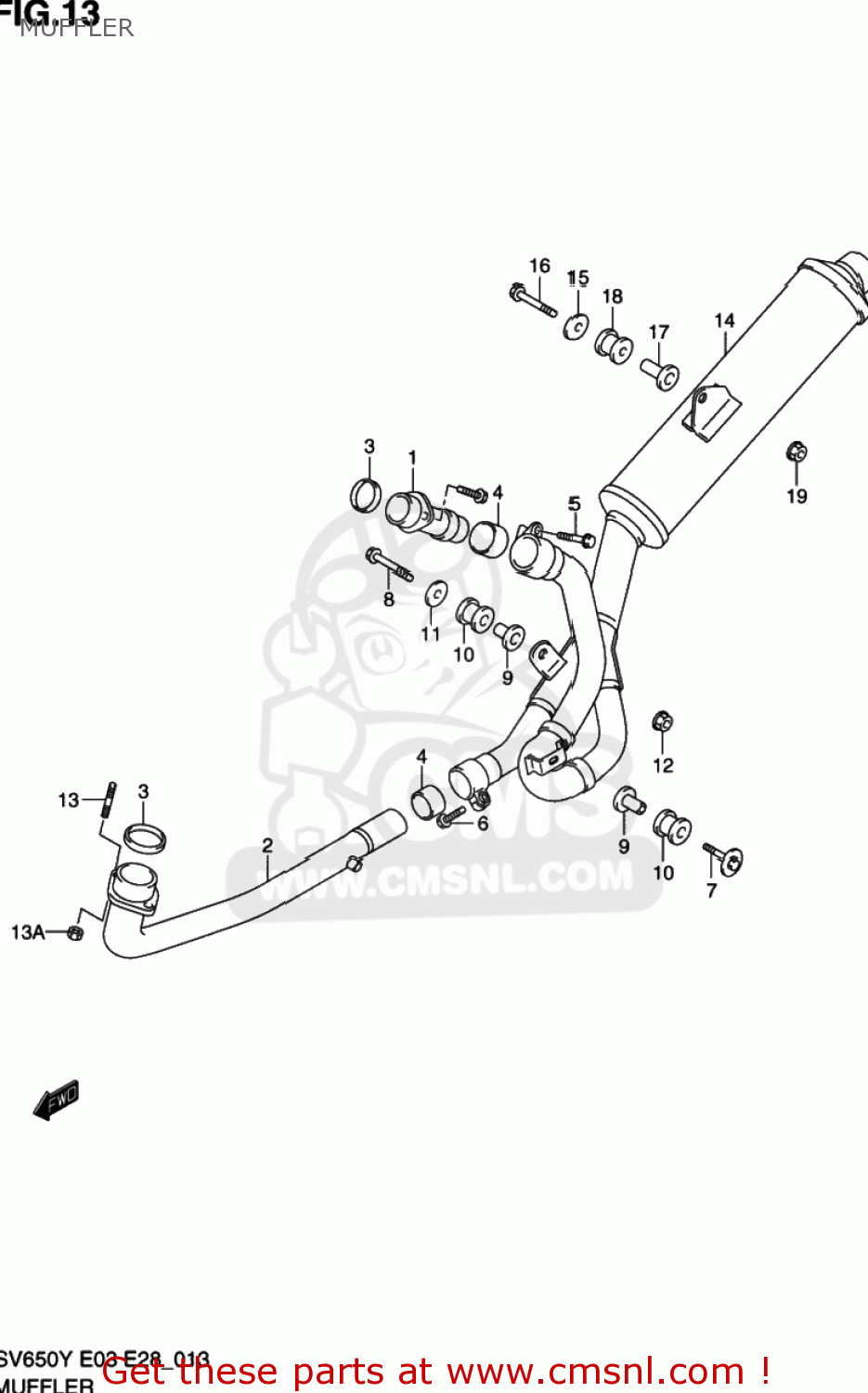 MUFFLER SV650S 2000 (Y) USA (E03)
