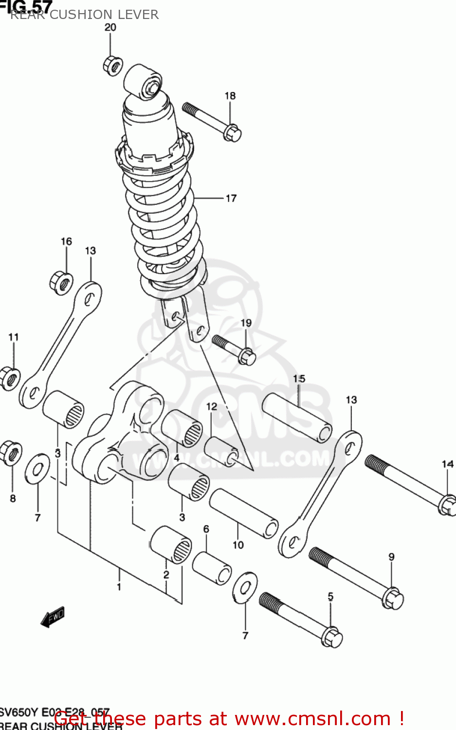 REAR CUSHION LEVER SV650S 2000 (Y) USA (E03)