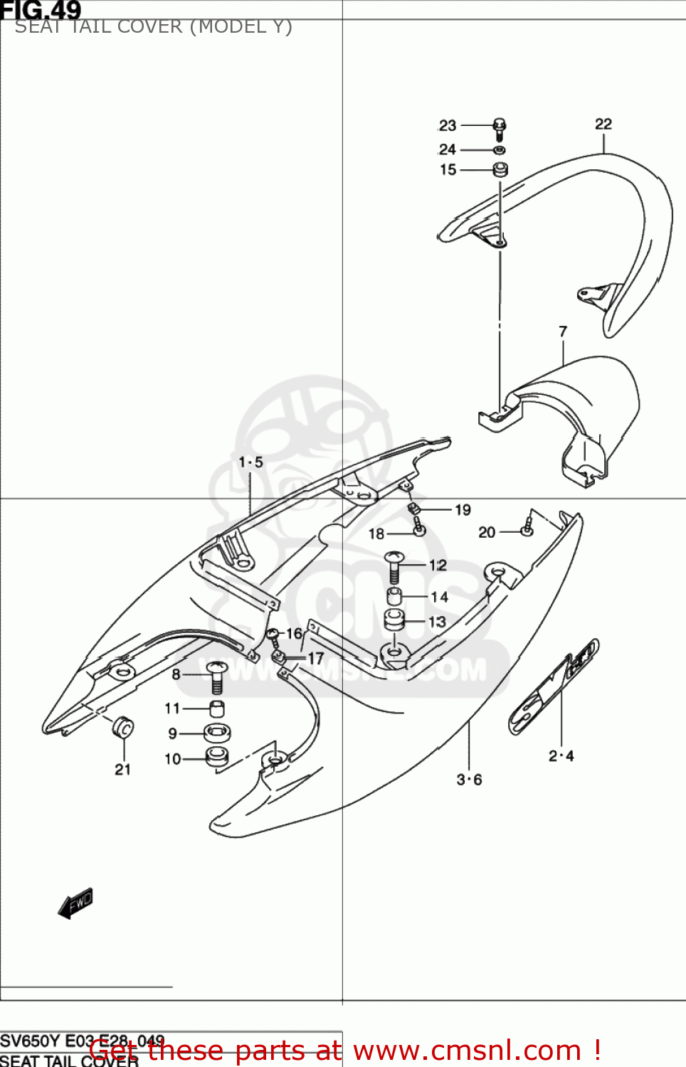 SEAT TAIL COVER (MODEL Y) SV650S 2000 (Y) USA (E03)