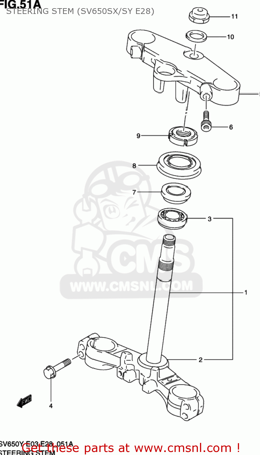 STEERING STEM (SV650SX/SY E28) SV650S 2000 (Y) USA (E03)