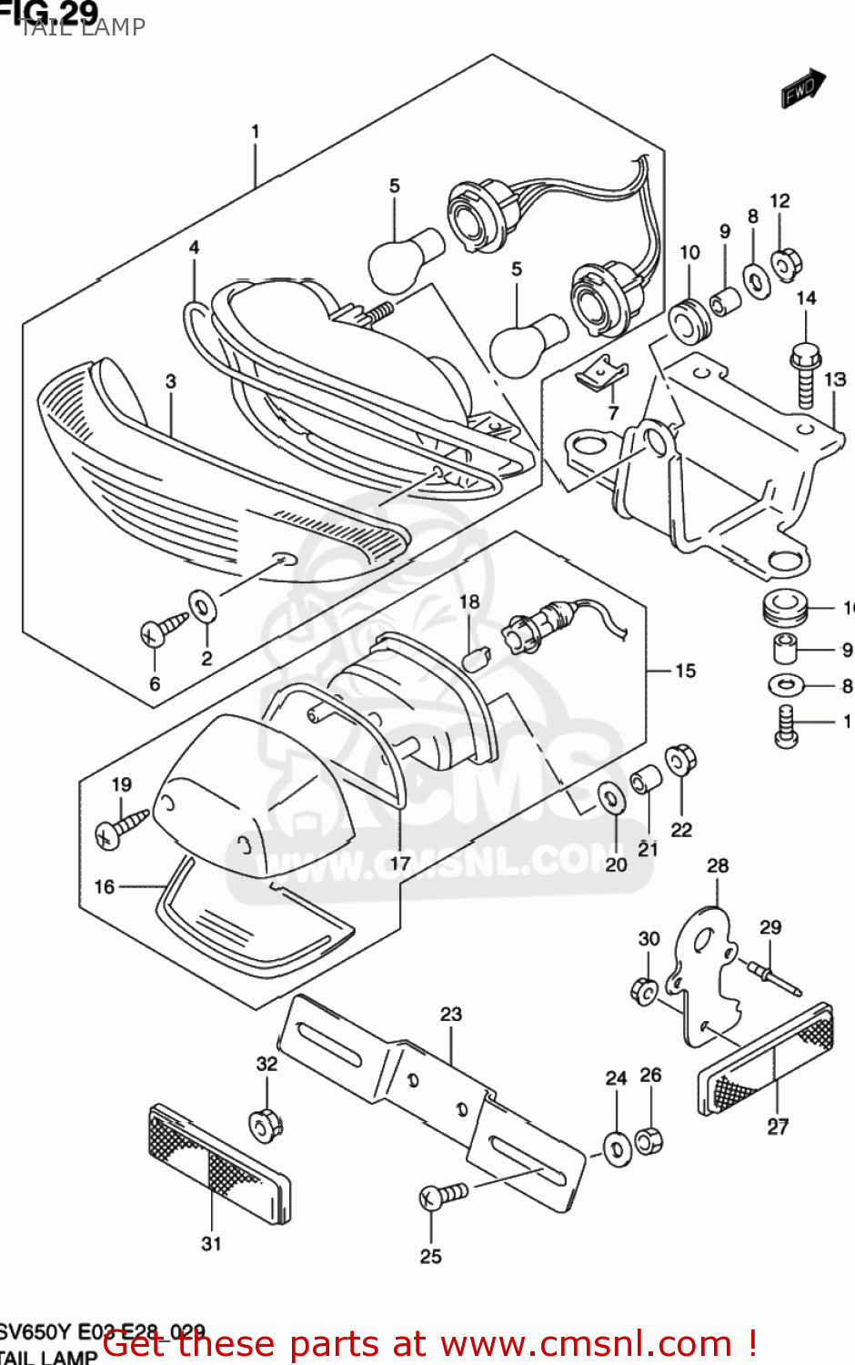 TAIL LAMP SV650S 2000 (Y) USA (E03)
