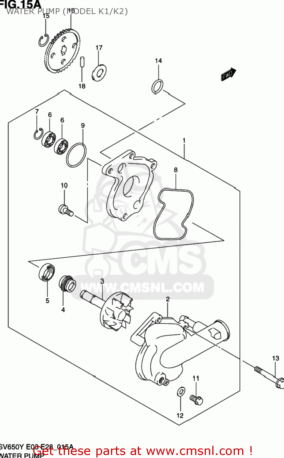 WATER PUMP (MODEL K1/K2) SV650S 2000 (Y) USA (E03)