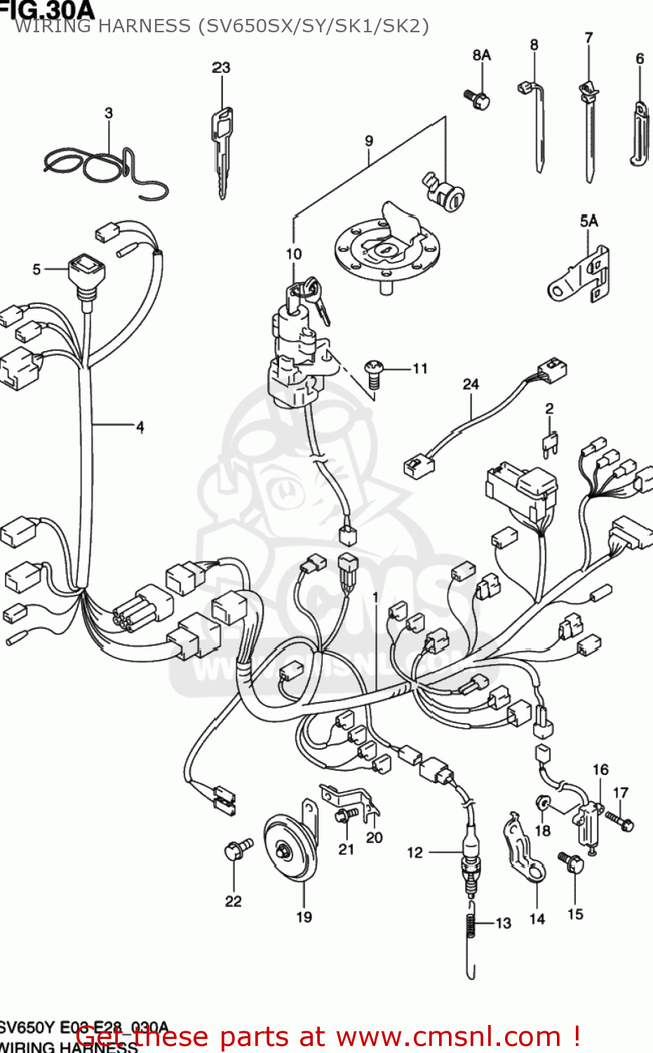 Suzuki SV650S 2001 (K1) USA (E03) WIRING HARNESS (SV650SX/SY/SK1/SK2 ...