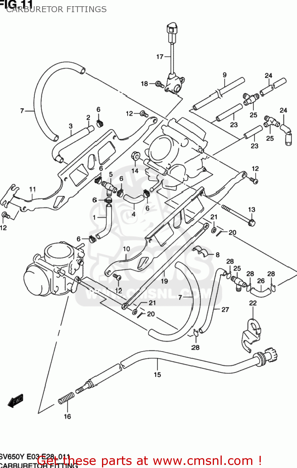 CARBURETOR FITTINGS SV650S 2001 (K1) USA (E03)