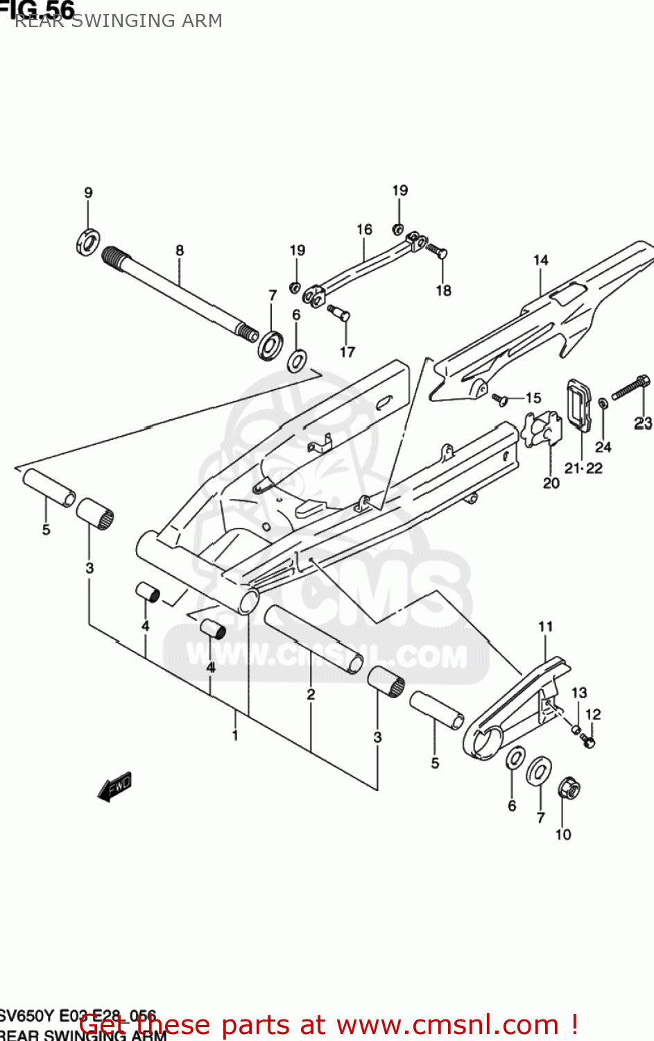 REAR SWINGING ARM SV650S 2001 (K1) USA (E03)