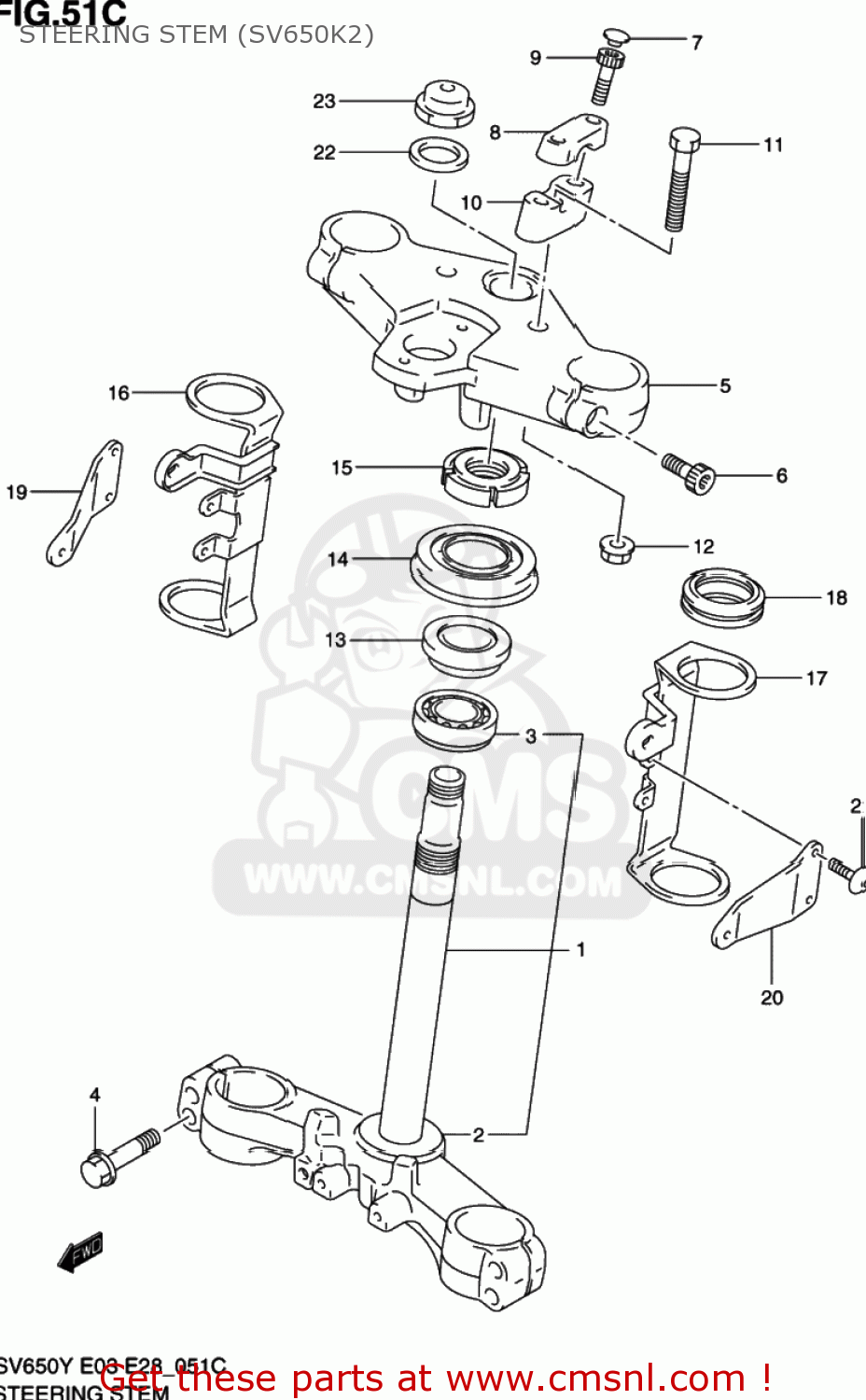 STEERING STEM (SV650K2) SV650S 2001 (K1) USA (E03)