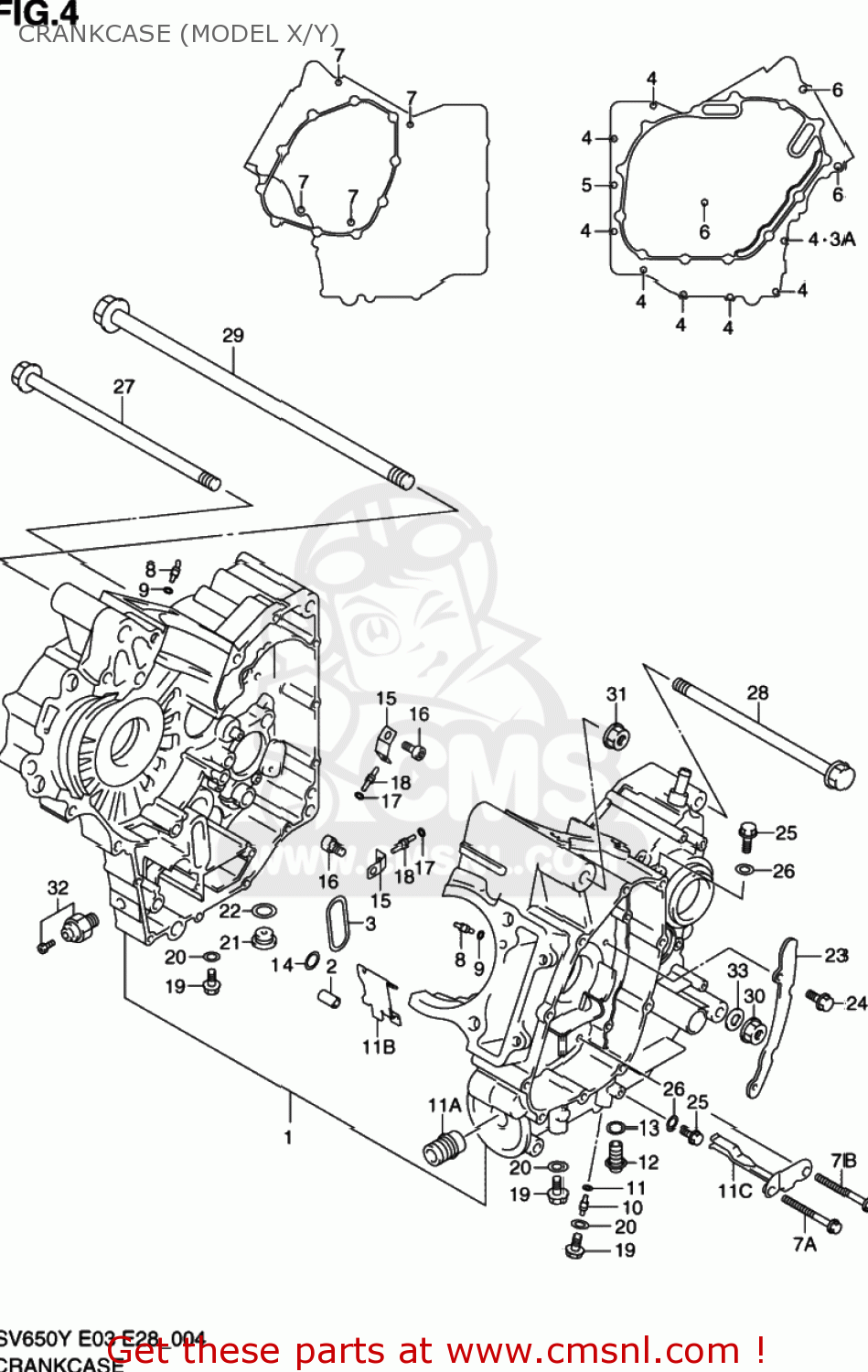 CRANKCASE (MODEL X/Y) SV650S 2002 (K2) USA (E03)