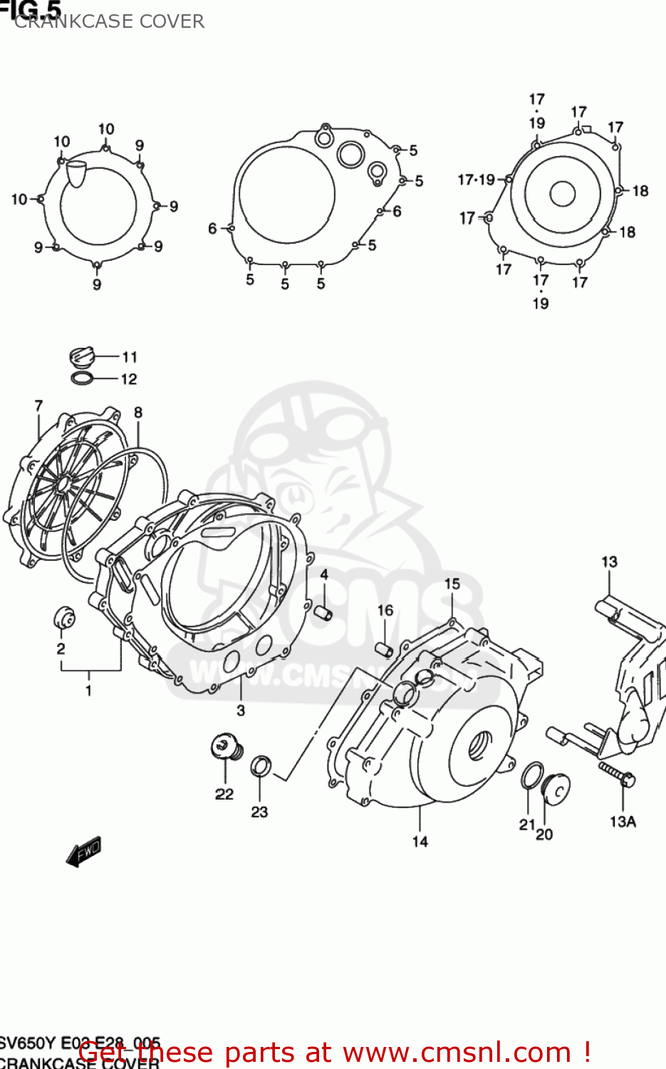 CRANKCASE COVER SV650S 2002 (K2) USA (E03)