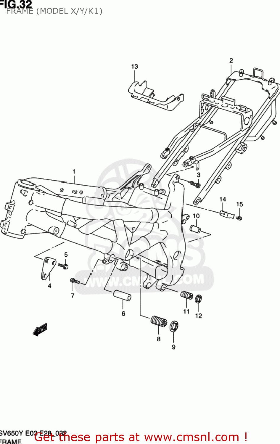 FRAME (MODEL X/Y/K1) SV650S 2002 (K2) USA (E03)