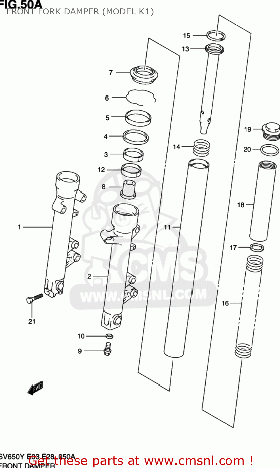 FRONT FORK DAMPER (MODEL K1) SV650S 2002 (K2) USA (E03)