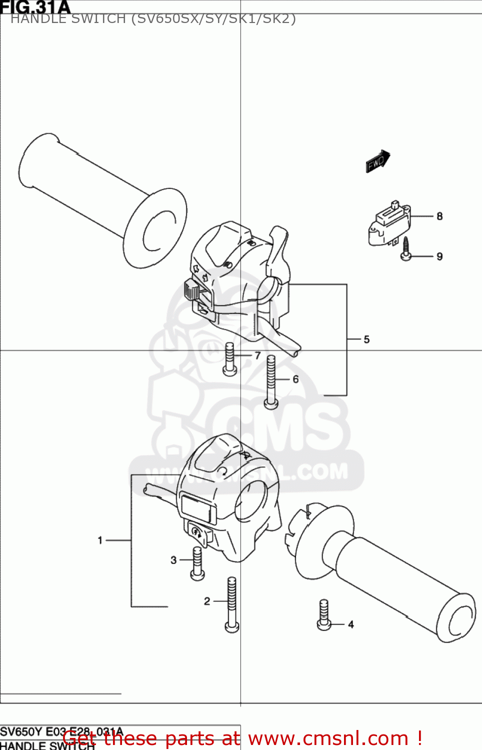 HANDLE SWITCH (SV650SX/SY/SK1/SK2) SV650S 2002 (K2) USA (E03)