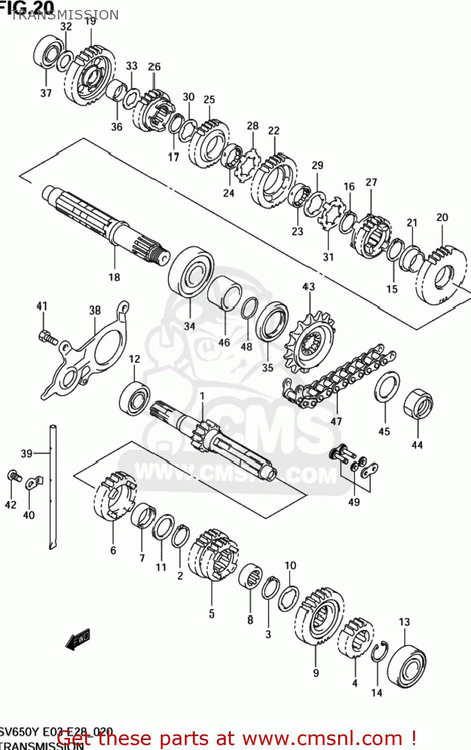TRANSMISSION SV650S 2002 (K2) USA (E03)