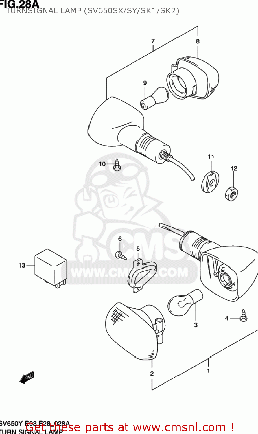 TURNSIGNAL LAMP (SV650SX/SY/SK1/SK2) SV650S 2002 (K2) USA (E03)