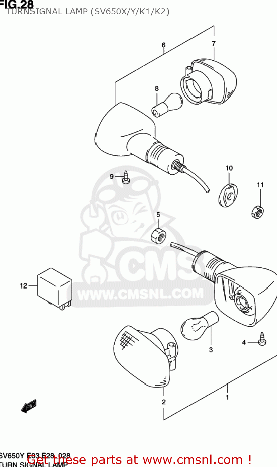 TURNSIGNAL LAMP (SV650X/Y/K1/K2) SV650S 2002 (K2) USA (E03)