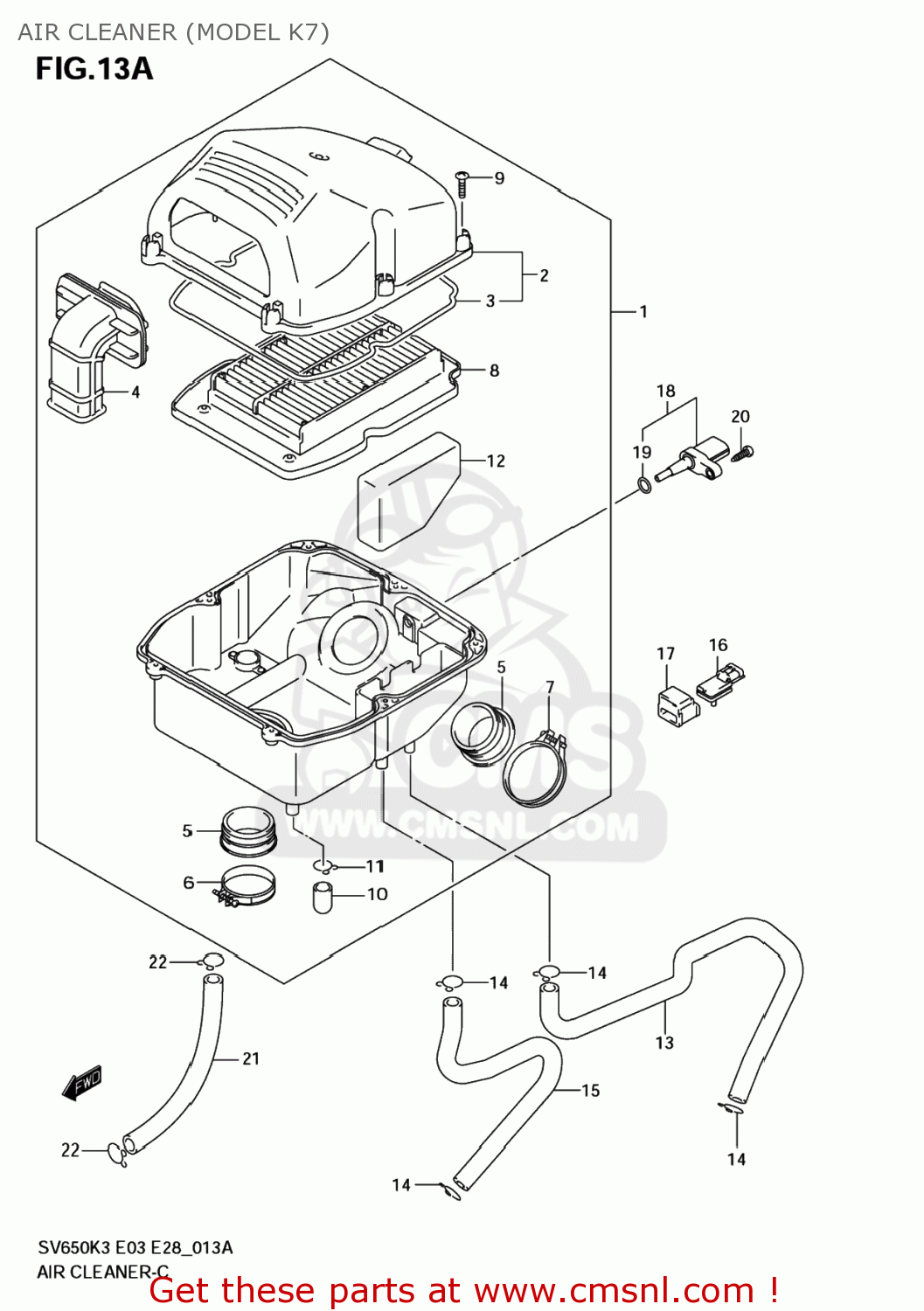 AIR CLEANER (MODEL K7) SV650S 2003 (K3) USA (E03)