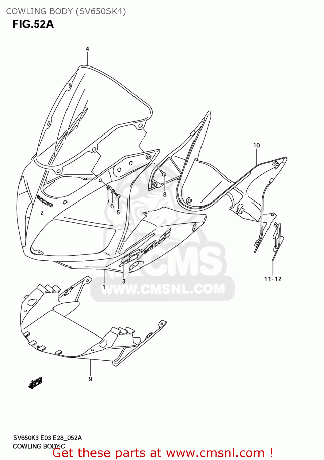 COWLING BODY (SV650SK4) SV650S 2003 (K3) USA (E03)
