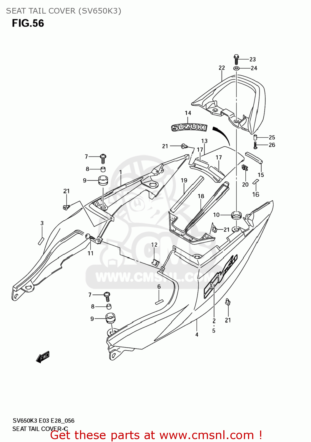 SEAT TAIL COVER (SV650K3) SV650S 2003 (K3) USA (E03)
