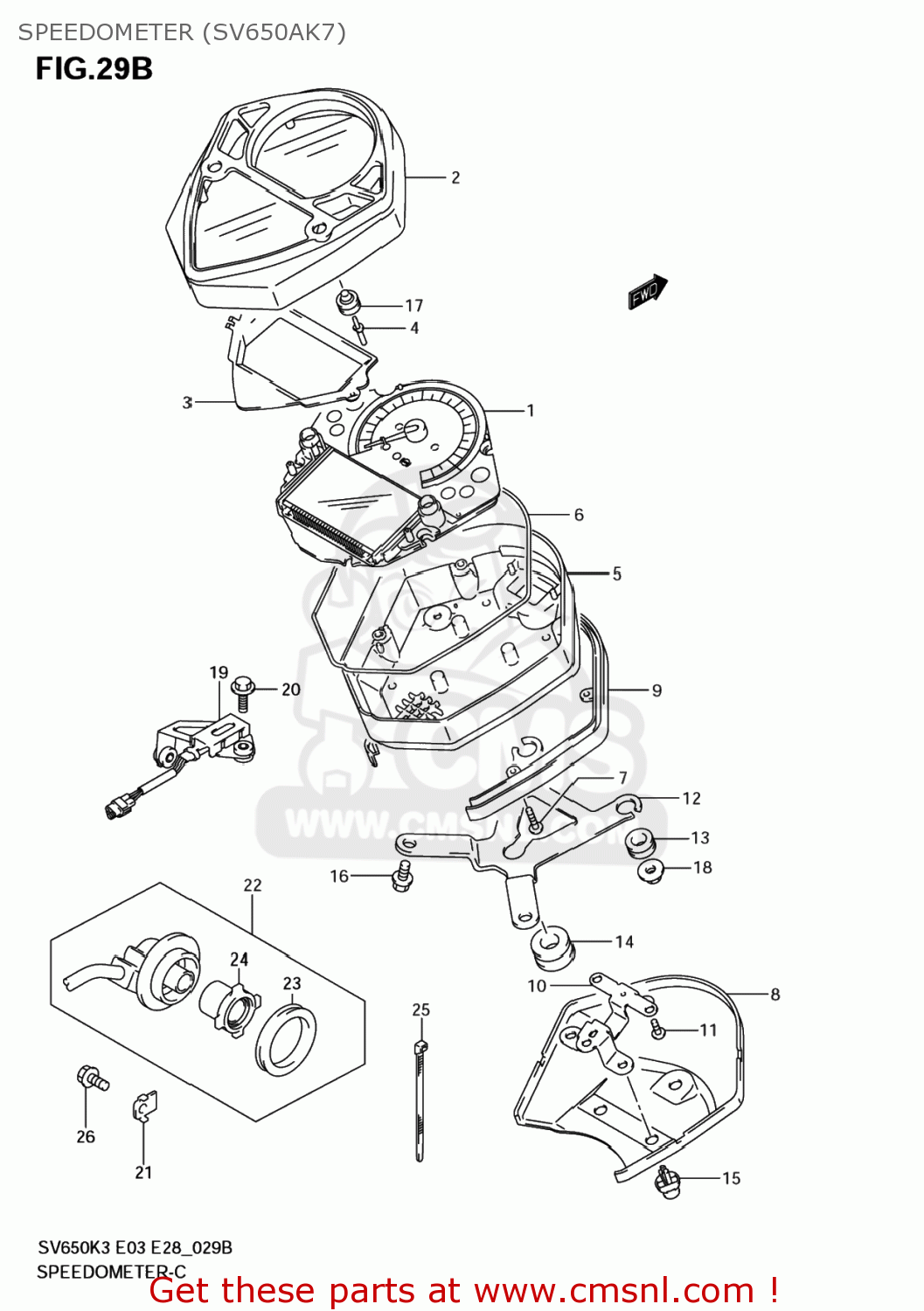 SPEEDOMETER (SV650AK7) SV650S 2003 (K3) USA (E03)
