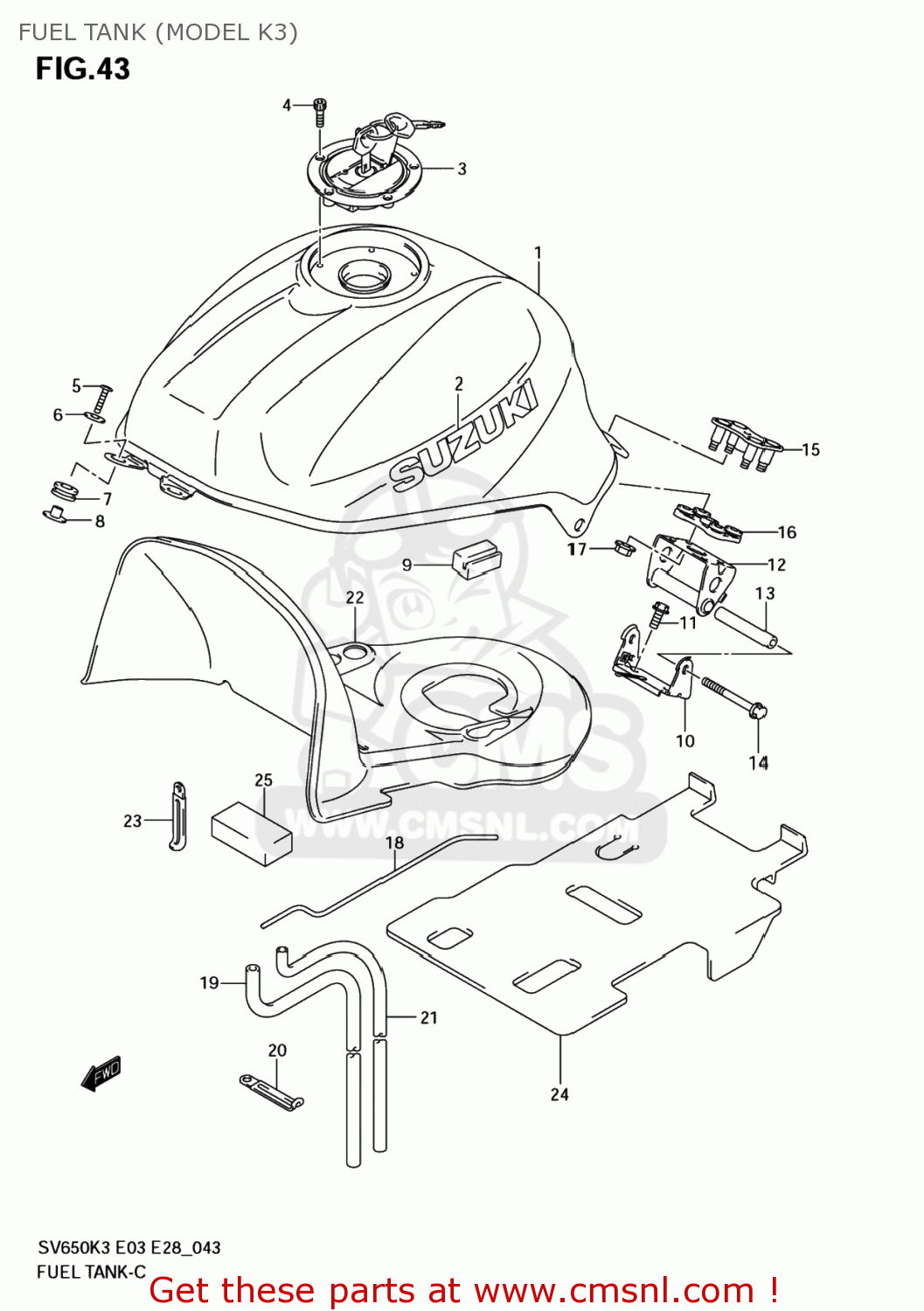 FUEL TANK (MODEL K3) SV650S 2004 (K4) USA (E03)