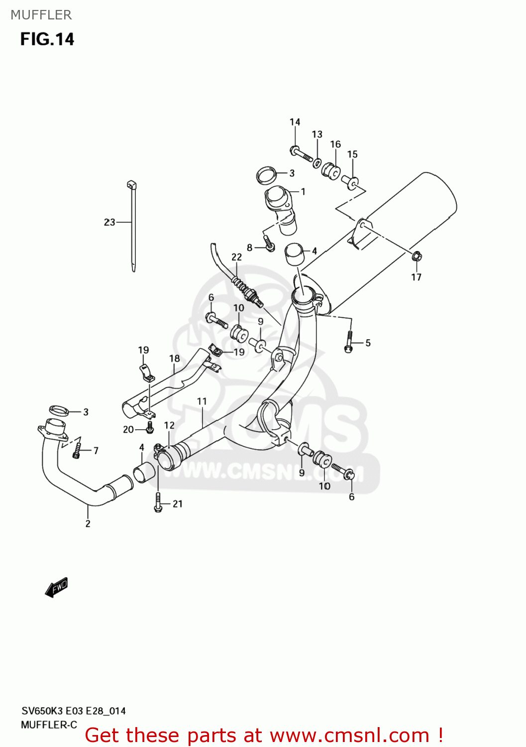 MUFFLER SV650S 2004 (K4) USA (E03)