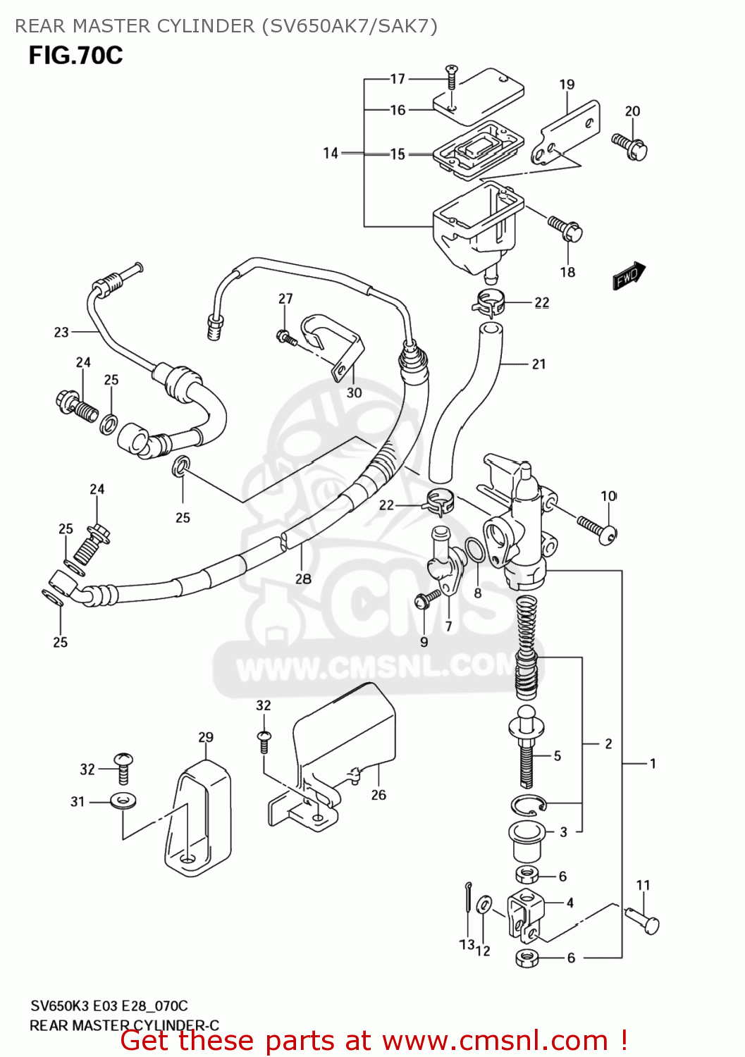 REAR MASTER CYLINDER (SV650AK7/SAK7) SV650S 2004 (K4) USA (E03)