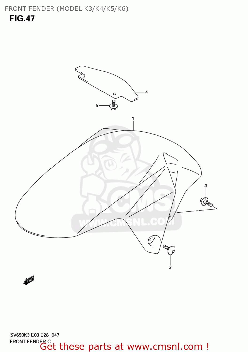 FRONT FENDER (MODEL K3/K4/K5/K6) SV650S 2005 (K5) USA (E03)