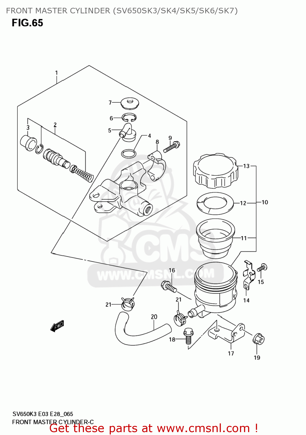 FRONT MASTER CYLINDER (SV650SK3/SK4/SK5/SK6/SK7) SV650S 2005 (K5) USA (E03)