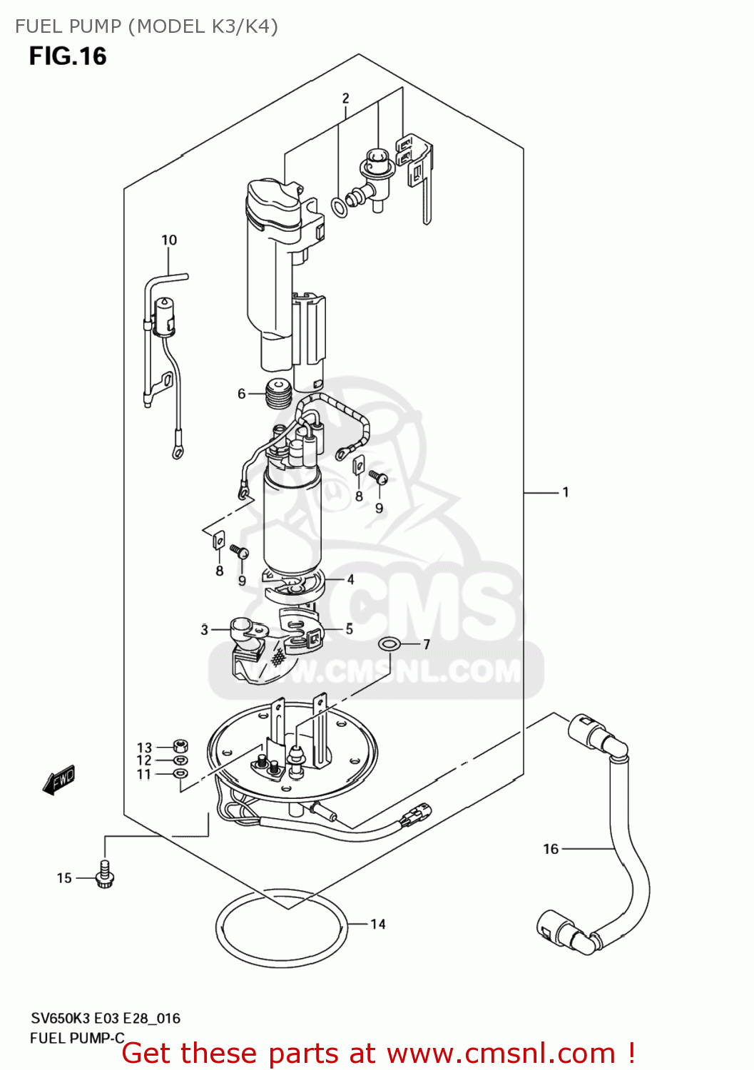 FUEL PUMP (MODEL K3/K4) SV650S 2005 (K5) USA (E03)