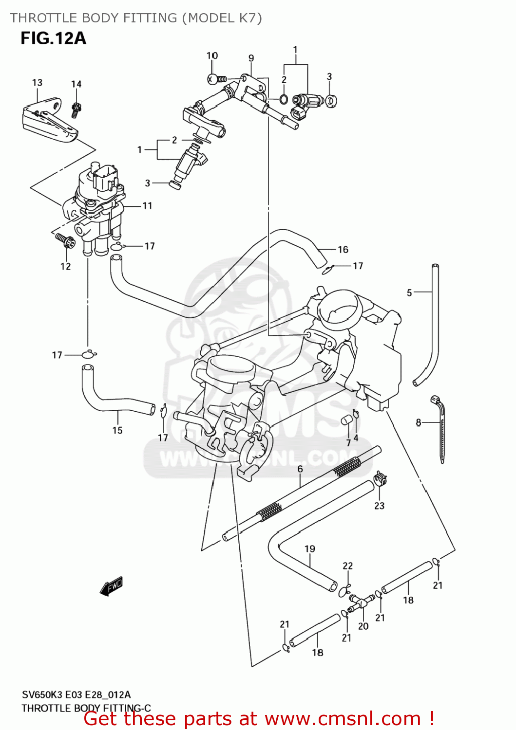 THROTTLE BODY FITTING (MODEL K7) SV650S 2005 (K5) USA (E03)