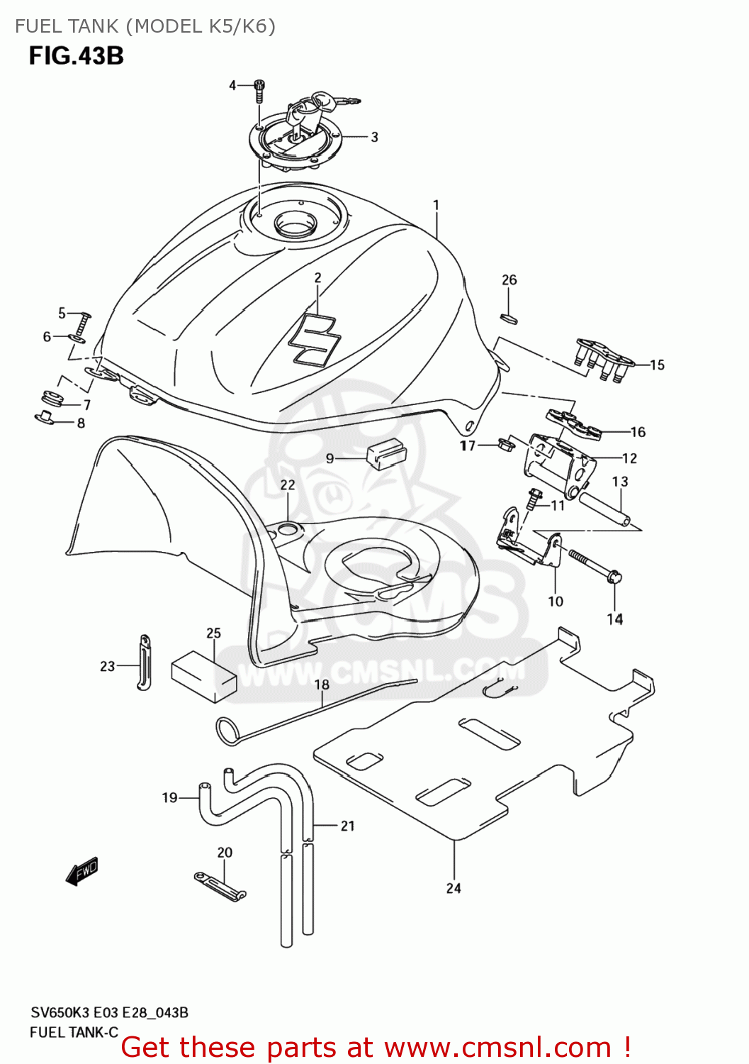 FUEL TANK (MODEL K5/K6) SV650S 2006 (K6) USA (E03)